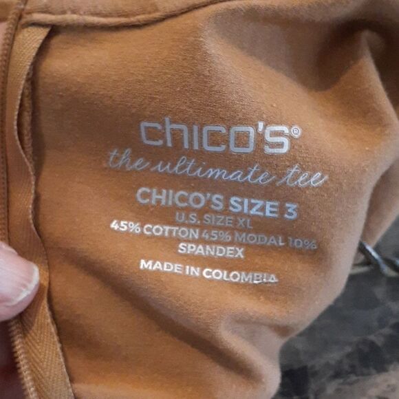 Herringbone pants, butterscotch shirt & brown jean jacket 3-pc. outfit of Woman - Picture 10 of 15